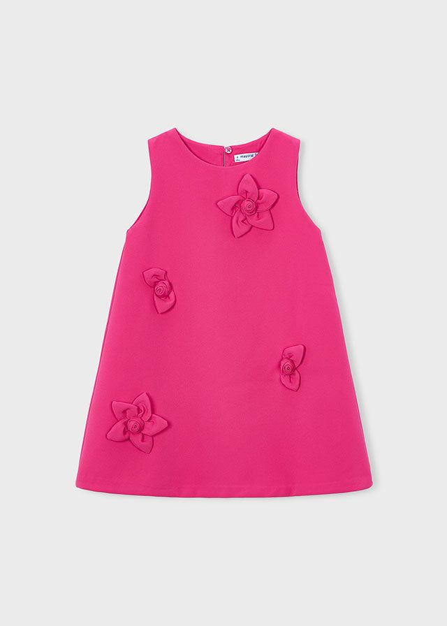 Vestito rosa con fiore applicato bambina