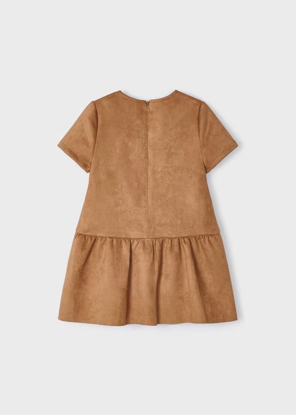 Vestito camosciato con borsetta bambina Mayoral ciniglia cannella - ErreGiModaBimbo