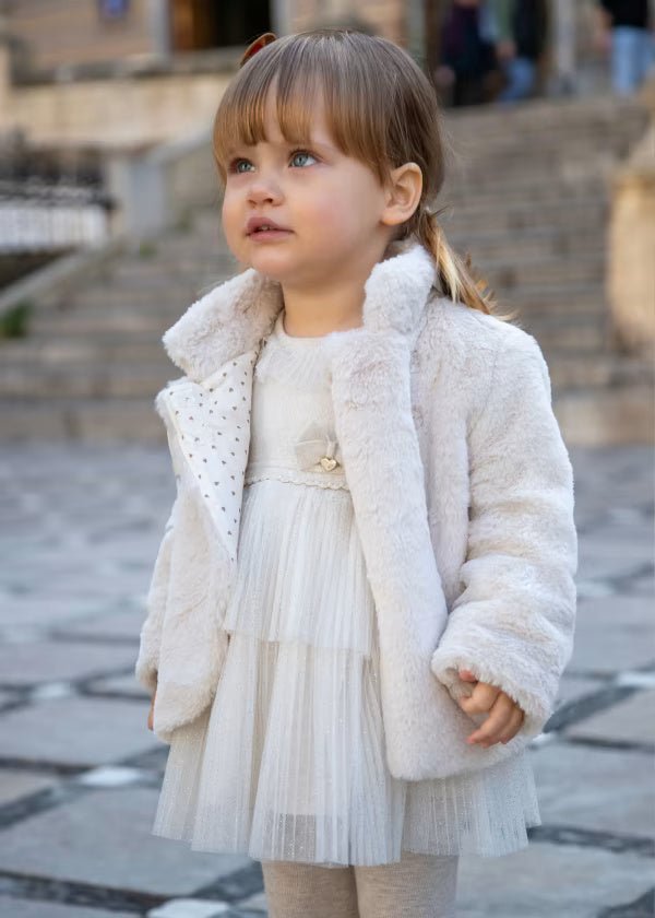 Vestito cerimonia combinato gonna tulle neonata Maoyral panna - ErreGiModaBimbo