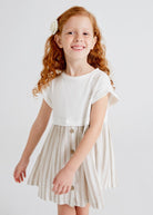 Vestito combinato bambina Mayoral righe beige - ErreGiModaBimbo