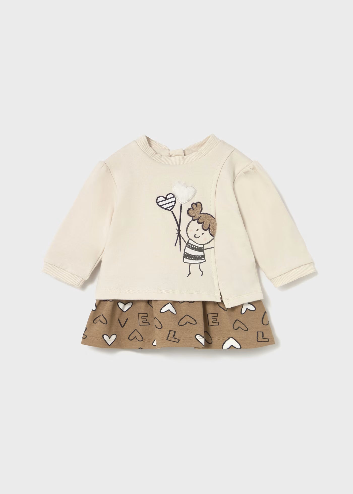 Vestito combinato bambola neonata Mayoral Newborn crema Mayoral 0-1 Mesi 55cm