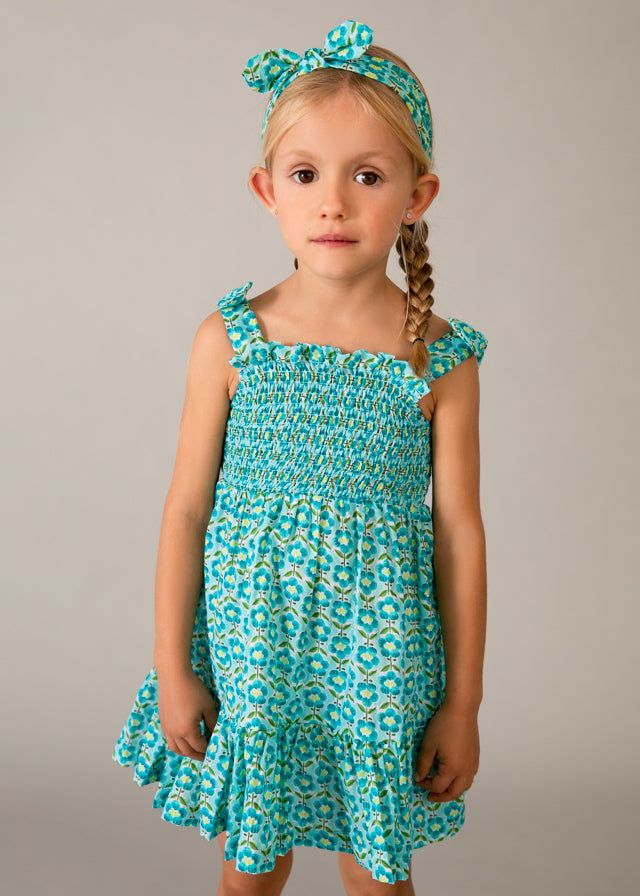 Vestito abbinato bambina Mayoral con stampa floreale, vestito estivo in cotone, abbigliamento bambina primavera-estate
