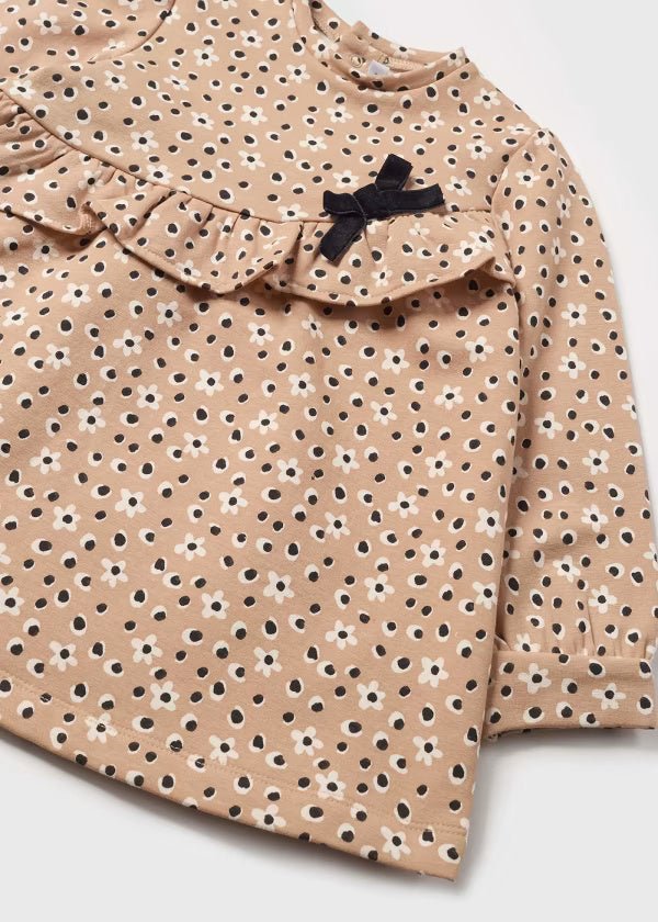 Vestito con fascetta caldo cotone neonata Mayoral beige florele - ErreGiModaBimbo
