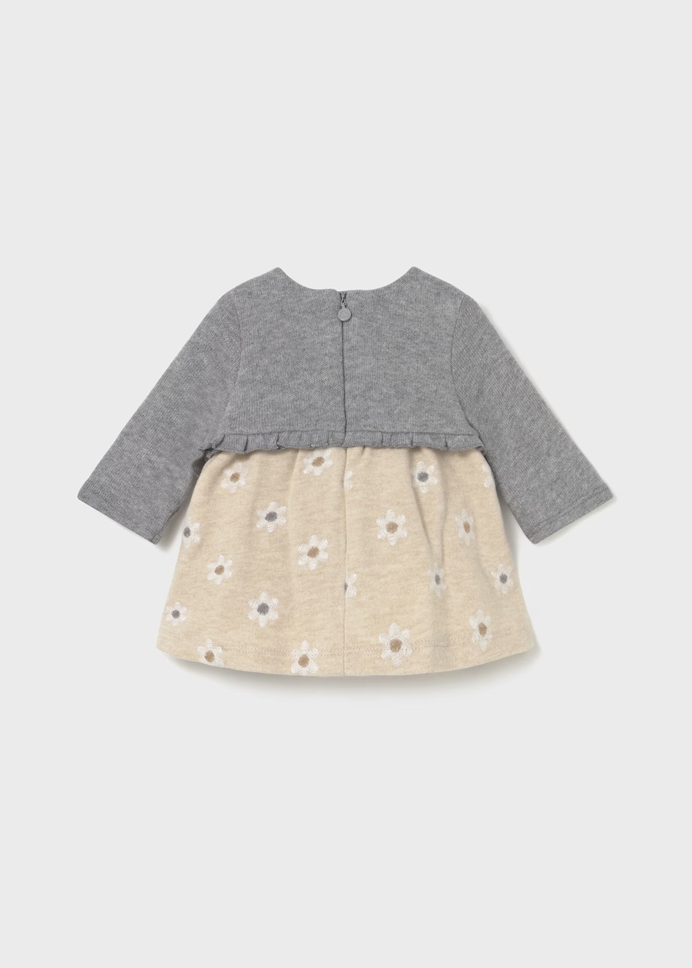 Vestito con finto cardigan neonata Mayoral Newbon beige-grigio floreale Mayoral 0-1 Mesi 55cm