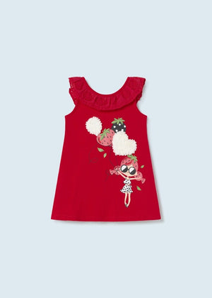 Vestito cotone combinato con volant neonata Mayoral rosso - ErreGiModaBimbo
