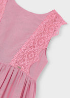 Vestito dettaglio ricamo lino bambina Mayoral rosato Mayoral Rosato