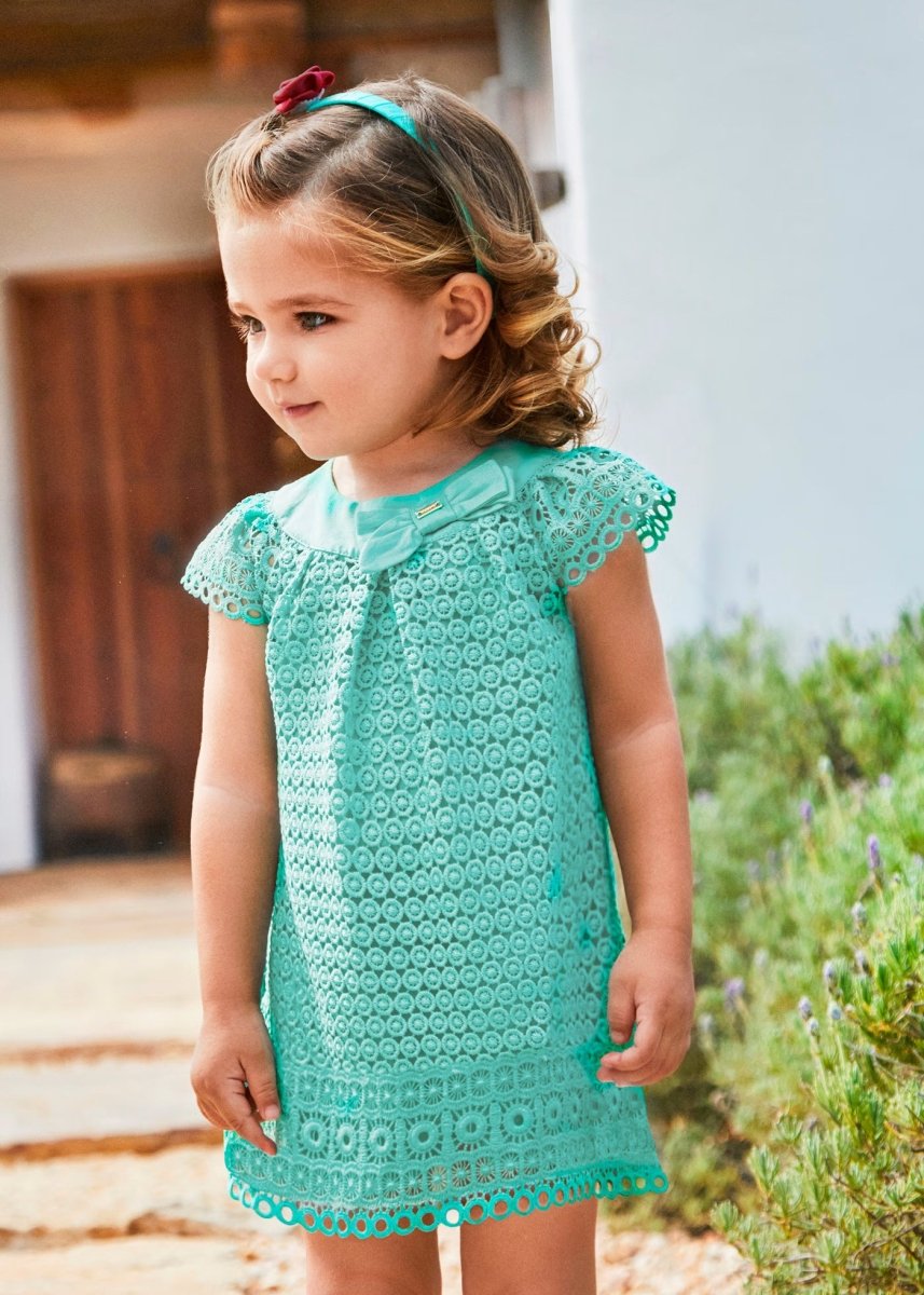 Vestito foderato guipur neonata Mayoral Acqua - ErreGiModaBimbo