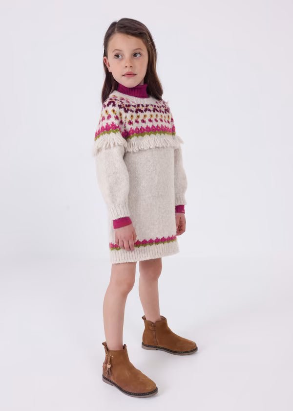 Vestito frange maniche a pollincino bambina Mayoral Sabbia - ErreGiModaBimbo