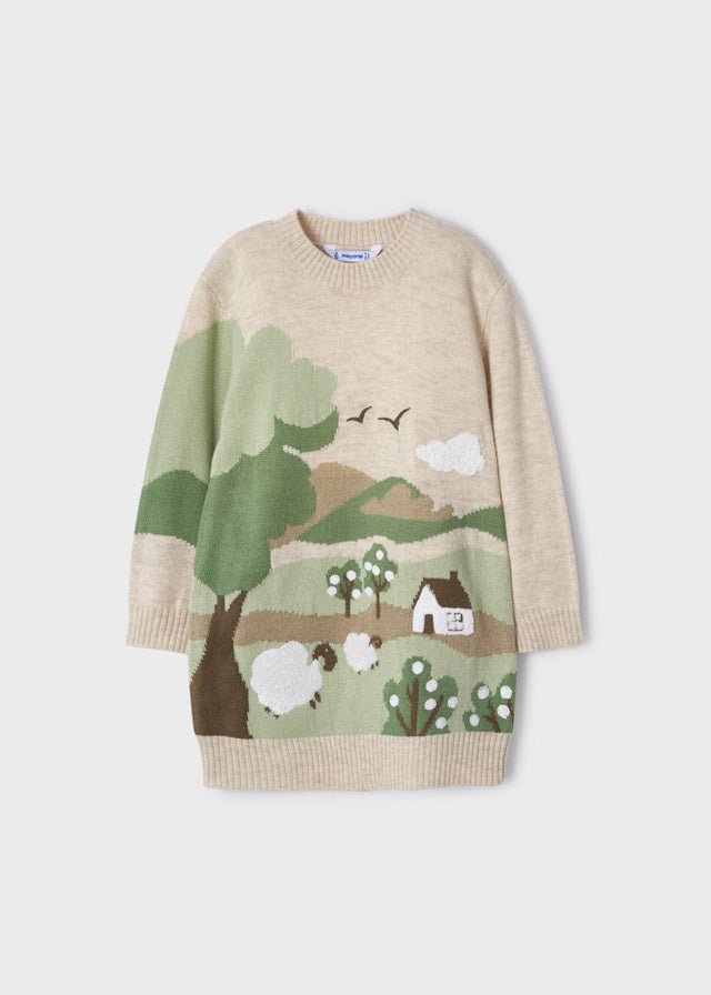 Vestito girocollo bambina Mayoral paesaggio verde - ErreGiModaBimbo