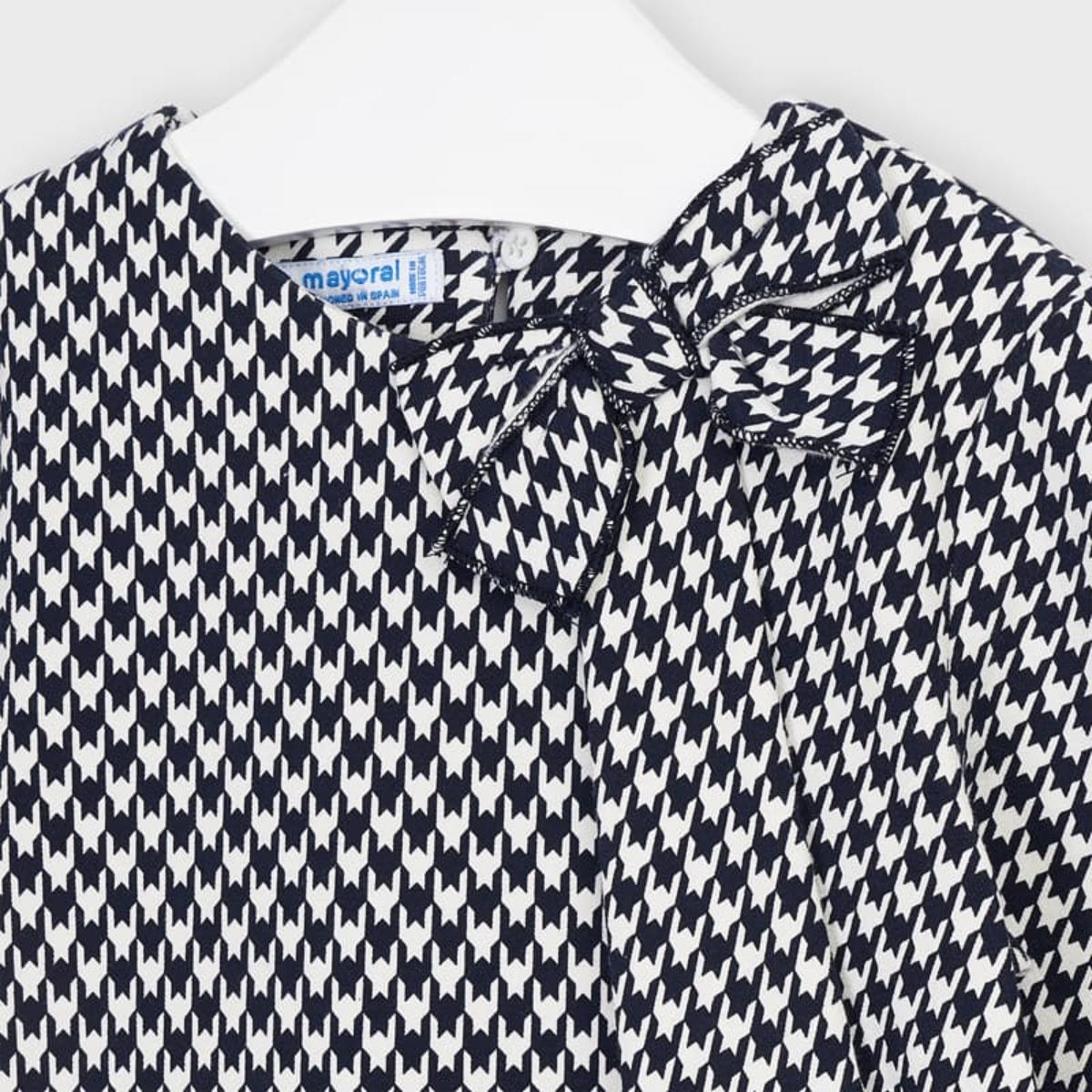 Vestito manica lunga bambina Mayoral fantasia blu marino - ErreGiModaBimbo