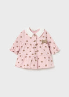 Vestito rosa stampa pois beige caldo cotone neonata Mayoral Newborn - ErreGiModaBimbo