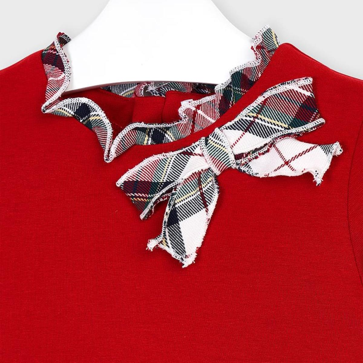 Vestito rosso bambina Mayroal combinato fantasia quadri - ErreGiModaBimbo