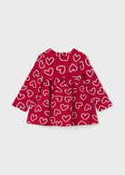 Vestito stampa jacquard cuori neonata Mayoral rosso - ErreGiModaBimbo
