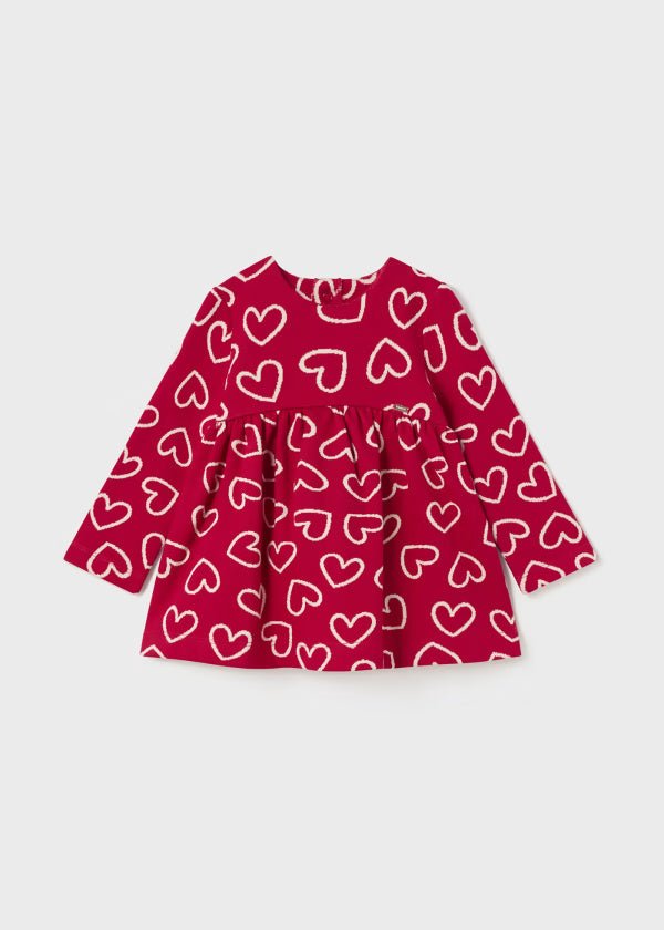 Vestito stampa jacquard cuori neonata Mayoral rosso - ErreGiModaBimbo