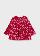Vestito stampa jacquard cuori neonata Mayoral rosso - ErreGiModaBimbo