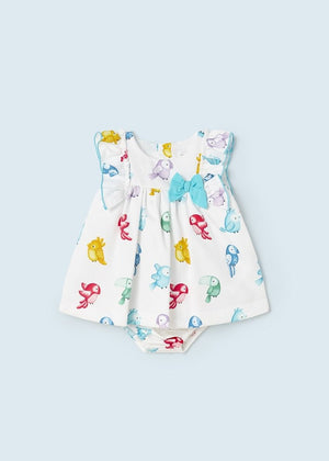 Vestito stampato con copri pannolino cotone neonata - ErreGiModaBimbo