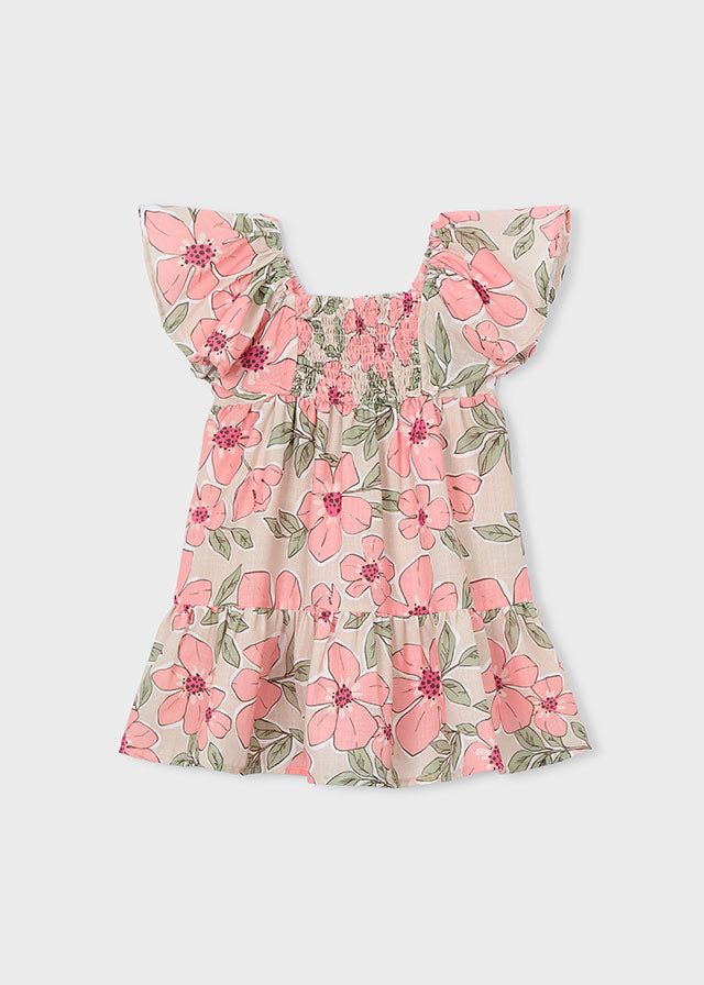 Vestito bambina floreale nido d'ape Mayoral con stampa primaverile
