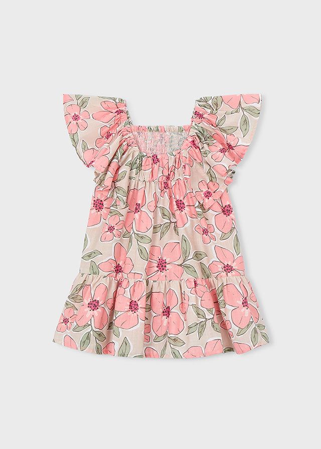 Dettaglio vestito bambina floreale nido d'ape Mayoral