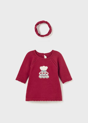 Vestito tricot fascia caldo cotone neonata Mayoral Newborn cilliegia - ErreGiModaBimbo
