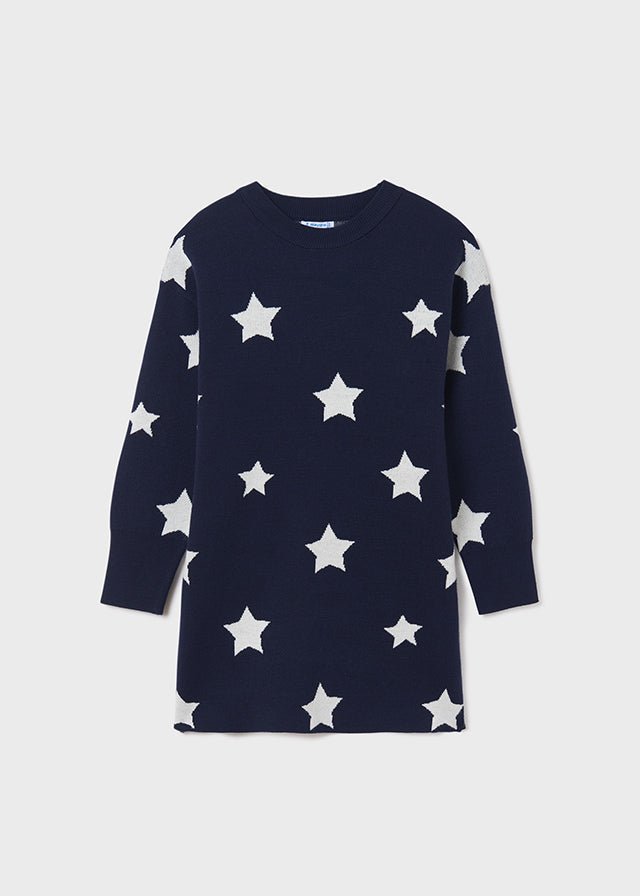 Vestito tricot manica lunga ragazza Mayoral stelle blu - ErreGiModaBimbo