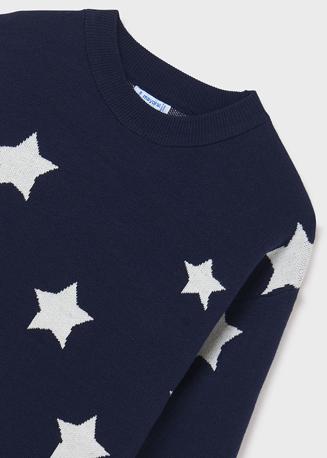 Vestito tricot manica lunga ragazza Mayoral stelle blu - ErreGiModaBimbo