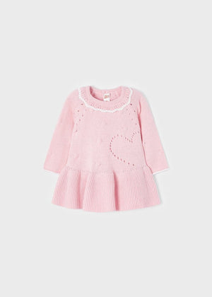 Vestito tricot neonata Mayoral in filo di cotone rosa - ErreGiModaBimbo