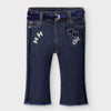Pantalone jeans neonata Mayoral a zampa con cintura velluto