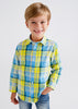 Camicia manica lunga lino quadri limone bambino Mayoral