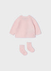 Cardigan con calzini Mayoral Newborn in filo di cotone rosa