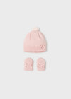 Completo cappello e manopole neonata Mayoral rosa