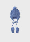 Completo cappello e manopole neonato Mayoral blu