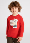 Maglietta bambino Mayoral rossa motivo interattivo
