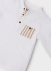 Maglietta neonato Mayoral bianca con taschino contrasto Beige