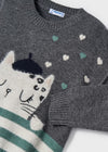 Maglione bambina Mayoral grigio grafica gatto