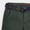 Pantaloni bambino Mayoral tessuto rigato verde con cintura