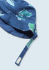 Salopette corta in cotone sostenibile con cappello neonato blu