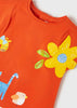 Set 2 T-Shirt neonato Mayoral arancio stampa giraffa