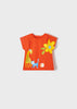 Set 2 T-Shirt neonato Mayoral arancio stampa giraffa