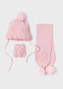 Set 3 pezzi rosa cappello sciarpa e manopole neonata Mayoral