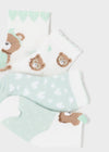 Set 4  paia calzini neonata Mayoral Newborn con stampa orsetti verde