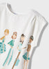 T-Shirt bambina Mayoral bianca stampa bambole tiffany