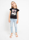T-shirt bambina Mayoral nera stampa fiori