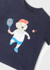 T-Shirt neonato Mayoral blu stampa orsetto tennis
