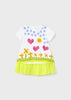 Vestito cotone neonata Mayoral combinato con volant tulle lime