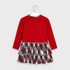 Vestito rosso bambina Mayroal combinato fantasia quadri