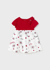Vestito rosso combinato tulle ricamo neonata Mayoral