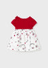 Vestito rosso combinato tulle ricamo neonata Mayoral